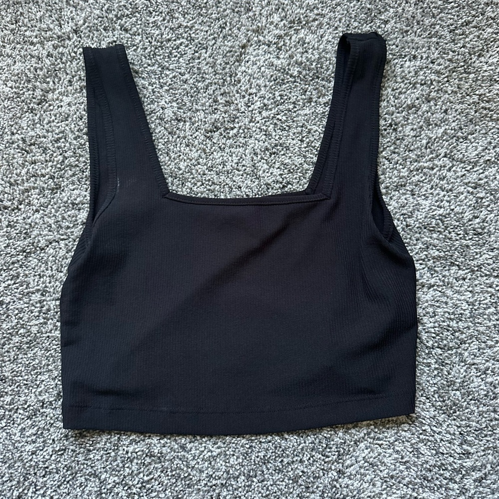 SHEIN Black Square Neck Crop Top